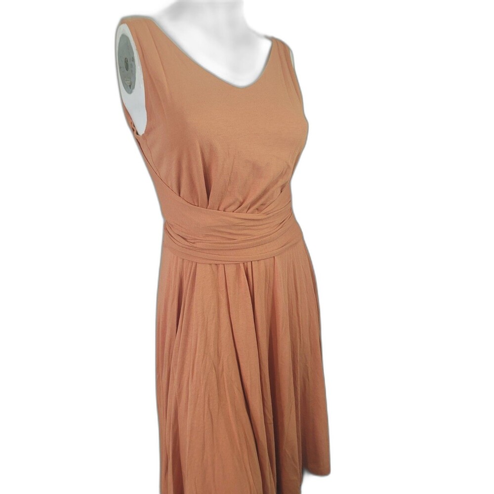 Peruvian Connection Small dress midi orange adjustable wrap stretch scoop neck